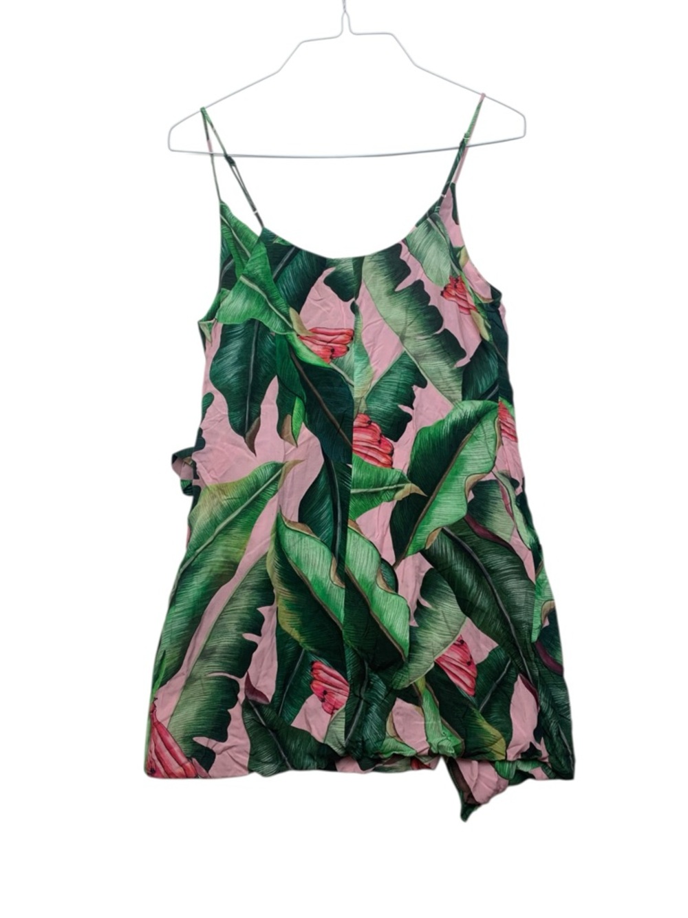 FARM Rio size small pink palms Green Tropical Leaf V-Neck Dress wrap mini tie - Picture 11 of 11